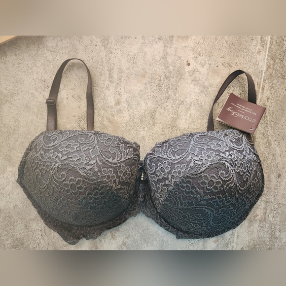 Smart & Sexy Signature Lace Push-Up Bra 42D Gray NEW style 85046 - Picture 2 of 8